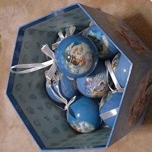 Box of Decoupage Paper Mache Angel ornaments